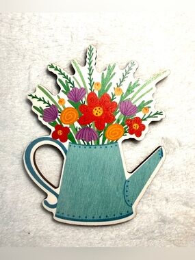 Floral Watering Can Wood Decor